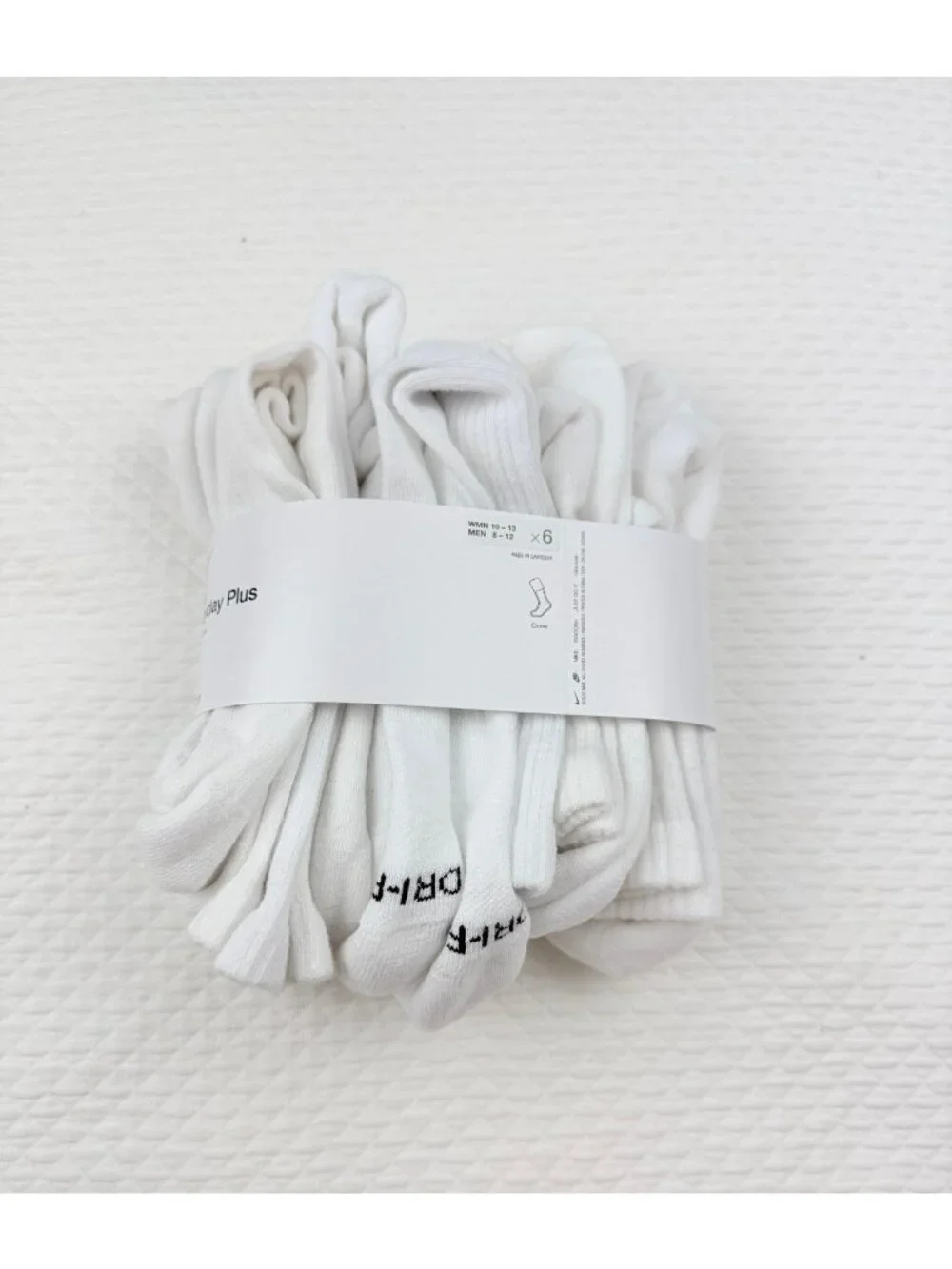Nike Everyday Plus Dri-FIT Adult Mens L (8-12) Cushioned 5 Pair Crew Socks White